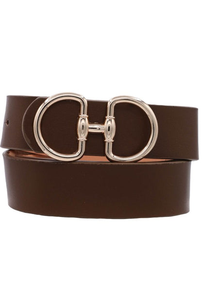 Metal Ring Buckle Faux Leather Belt