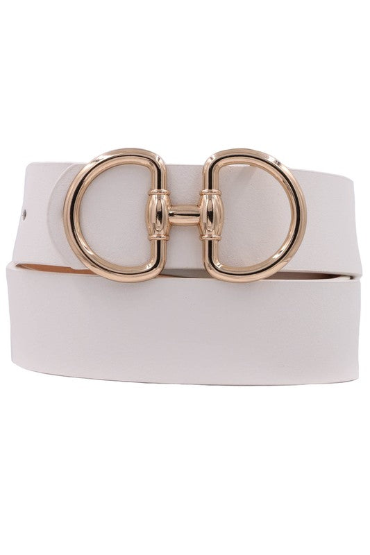 Metal Ring Buckle Faux Leather Belt