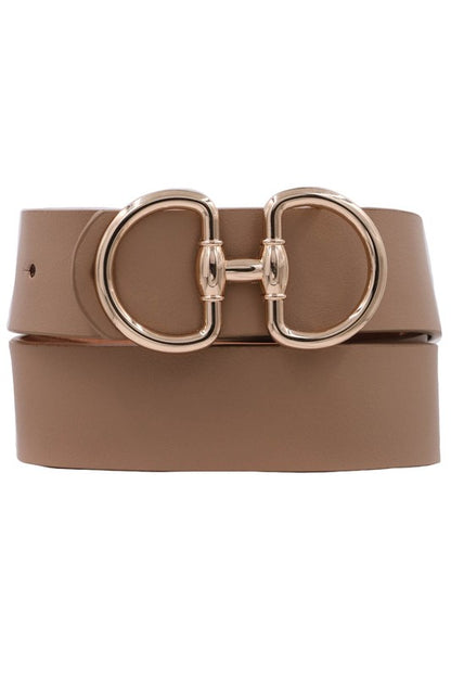 Metal Ring Buckle Faux Leather Belt
