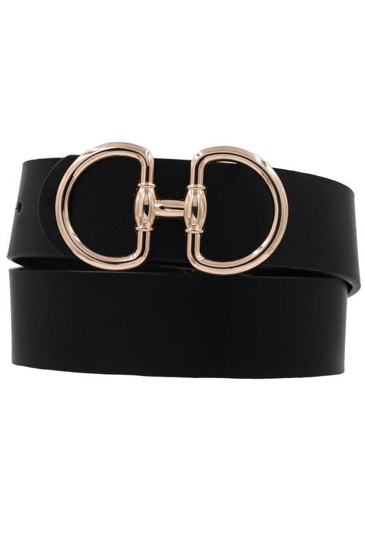 Metal Ring Buckle Faux Leather Belt