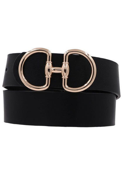 Metal Ring Buckle Faux Leather Belt