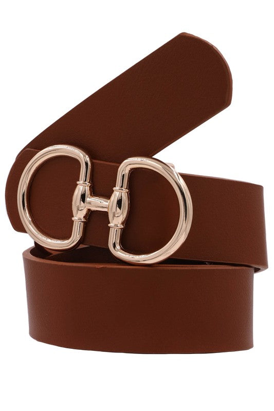 Metal Ring Buckle Faux Leather Belt