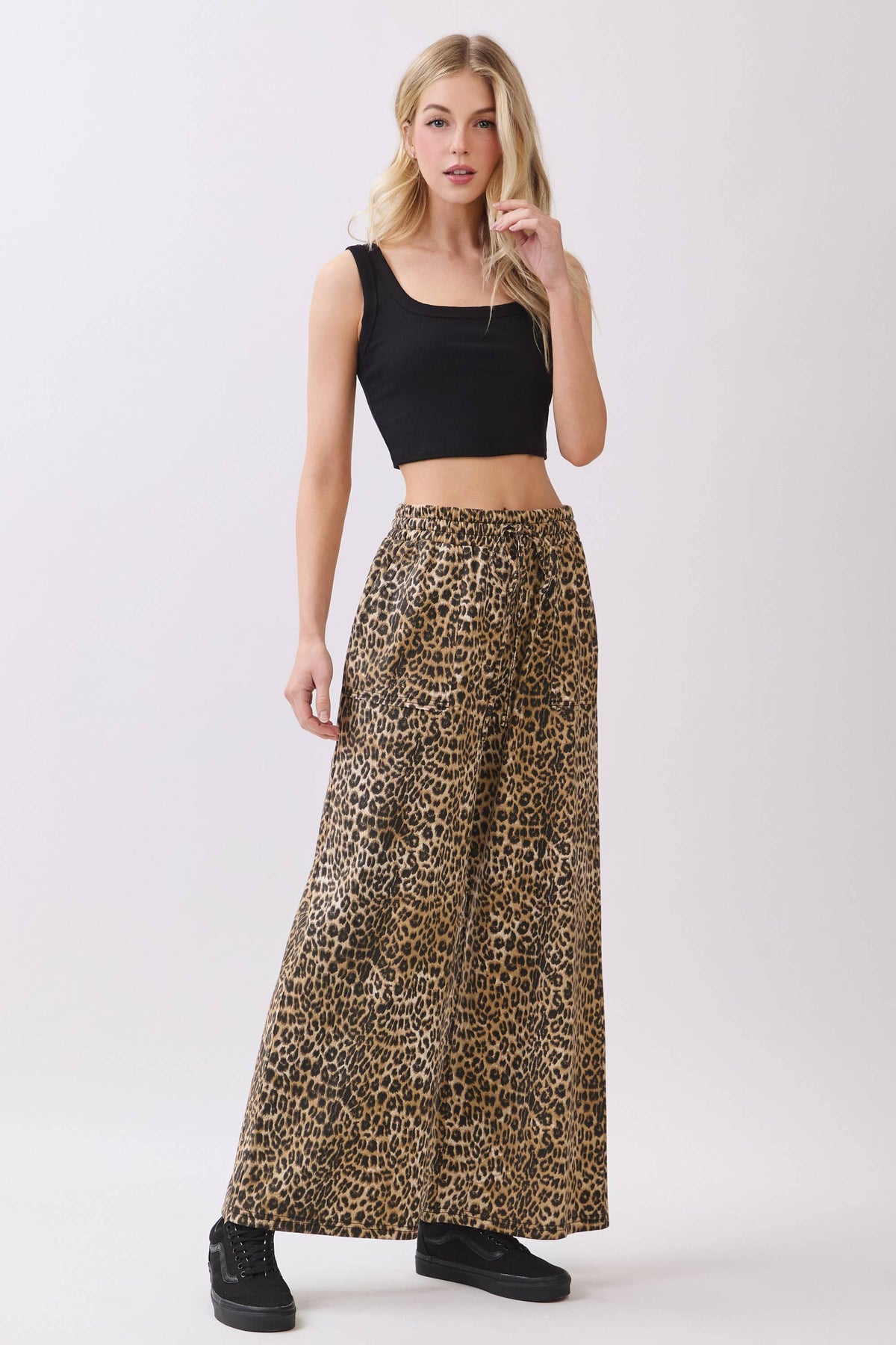Leopard Wide Leg Terry Pants