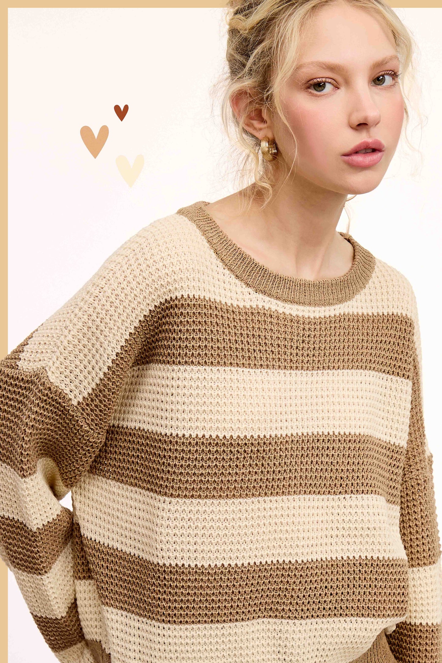 Super Soft Striped Round Neck Loose Fit Sweater