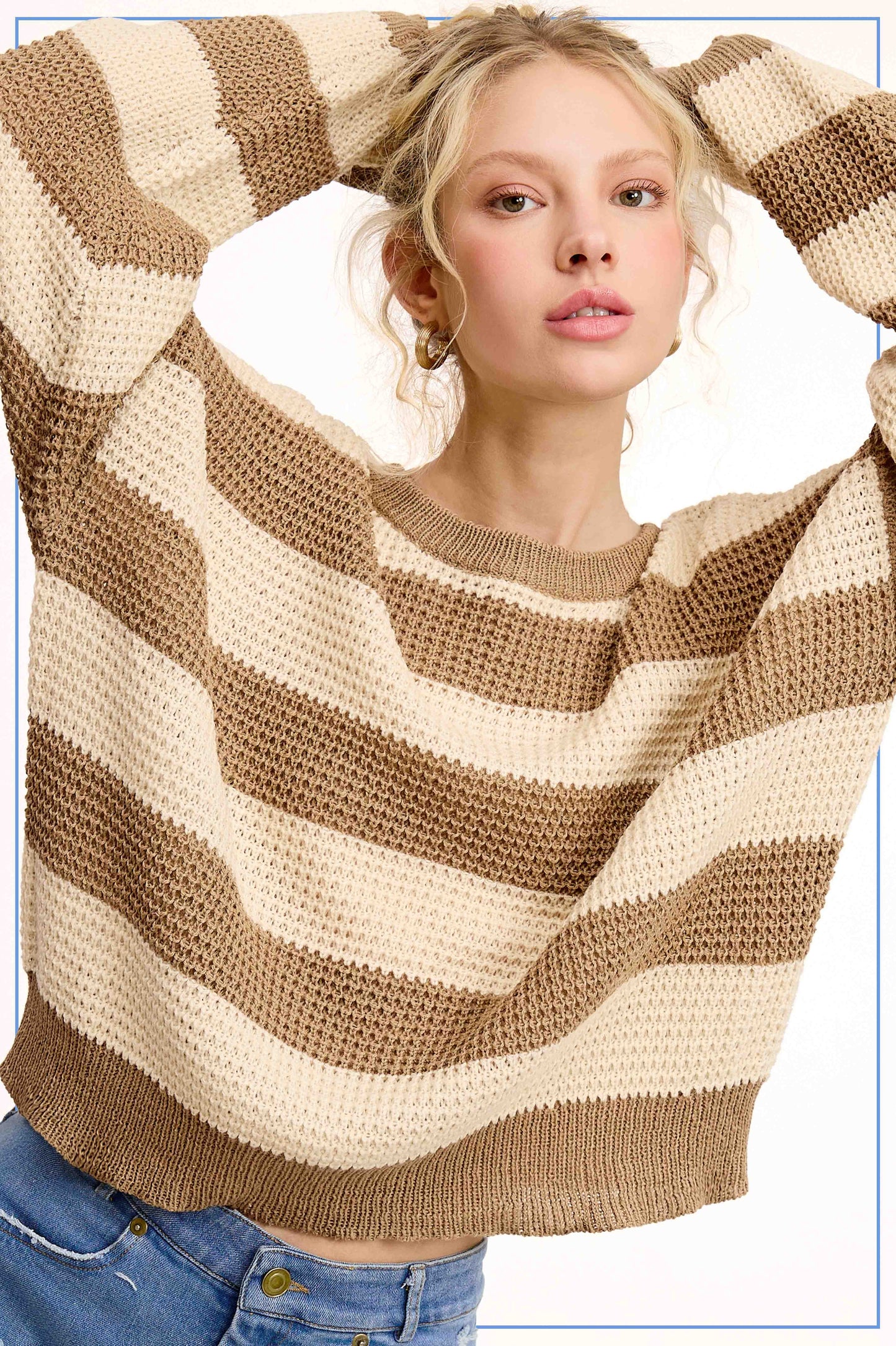 Super Soft Striped Round Neck Loose Fit Sweater