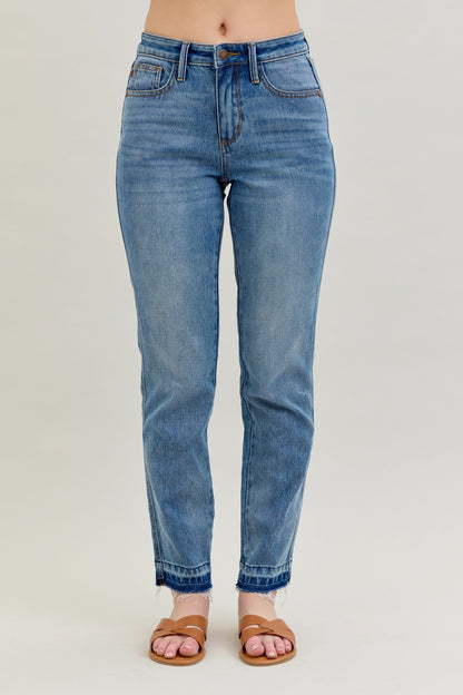 Judy Blue Mid Rise Released Hem Boyfriend Jeans