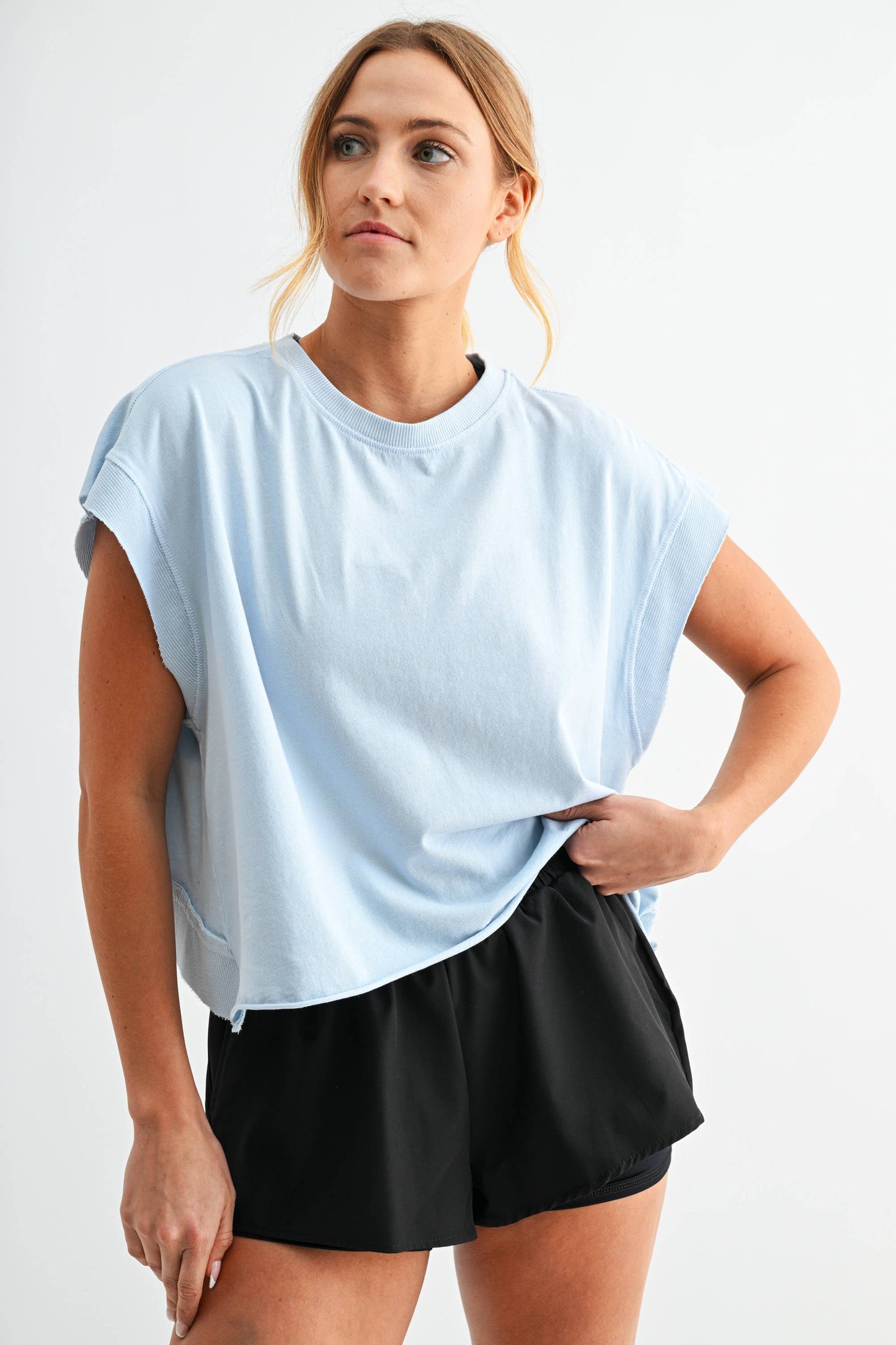 Plum Pink Open Back Pima Cotton Top