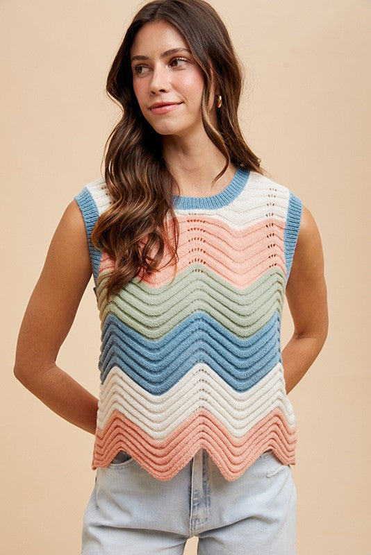 Sunset Waves Sweater Tank