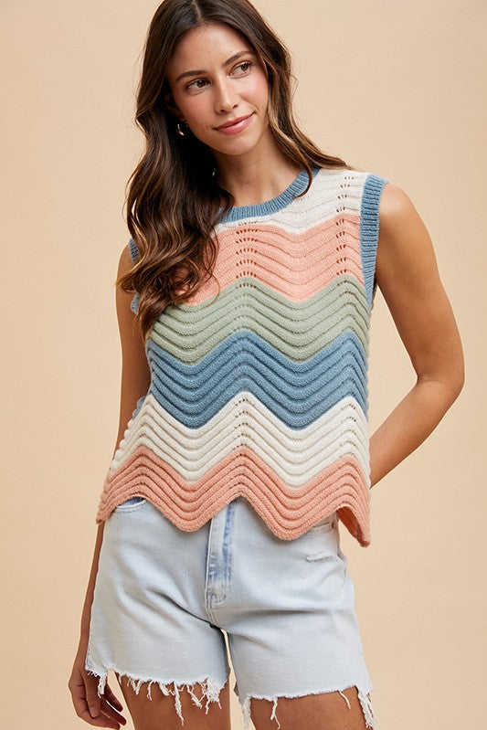 Sunset Waves Sweater Tank