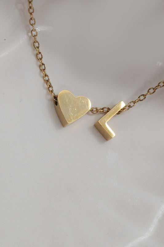 18k Stainless Steel Tarnish Free Initial Necklace