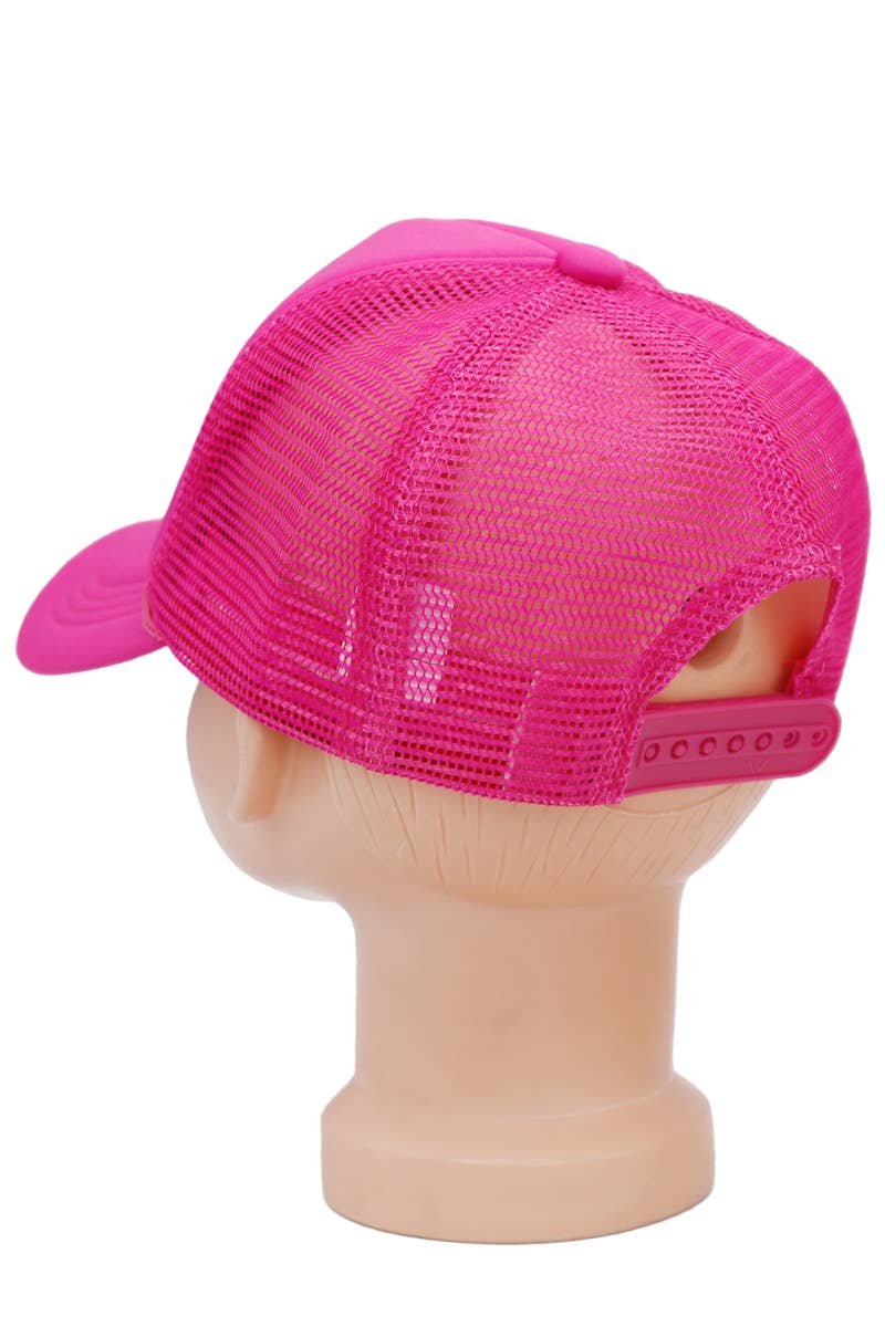 Expensive & Difficult Kids Five Panel Sponge Padded Trucker Hat: Hot Pink