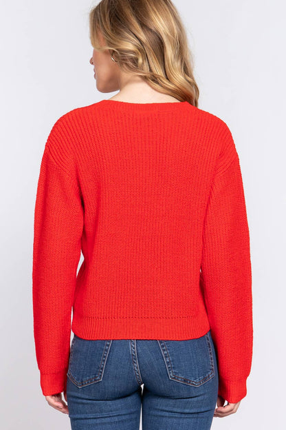 Long Sleeve V-neck Sweater