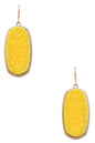 Metal Druzy Stone Oval Dangle Earrings
