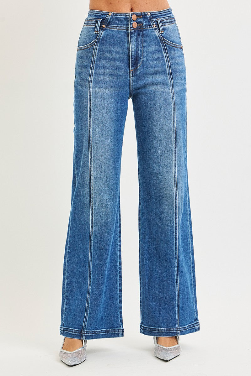 Risen | The Hudson Front Seam Wide Leg Jeans