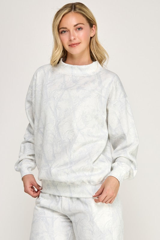 White Camo Mockneck Sweatshirt
