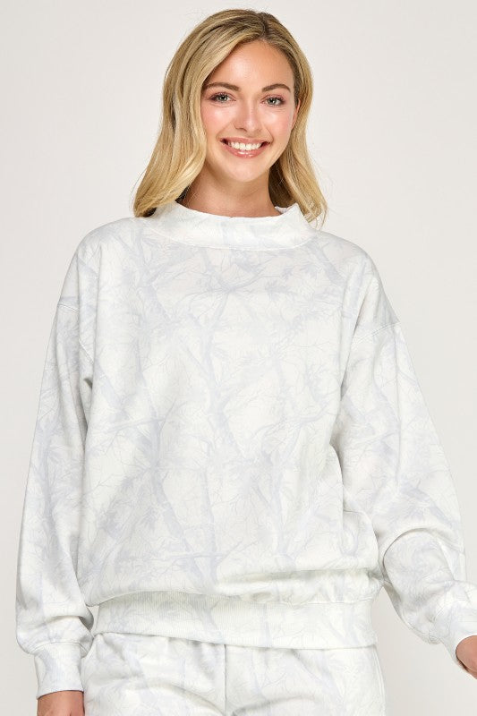 White Camo Mockneck Sweatshirt