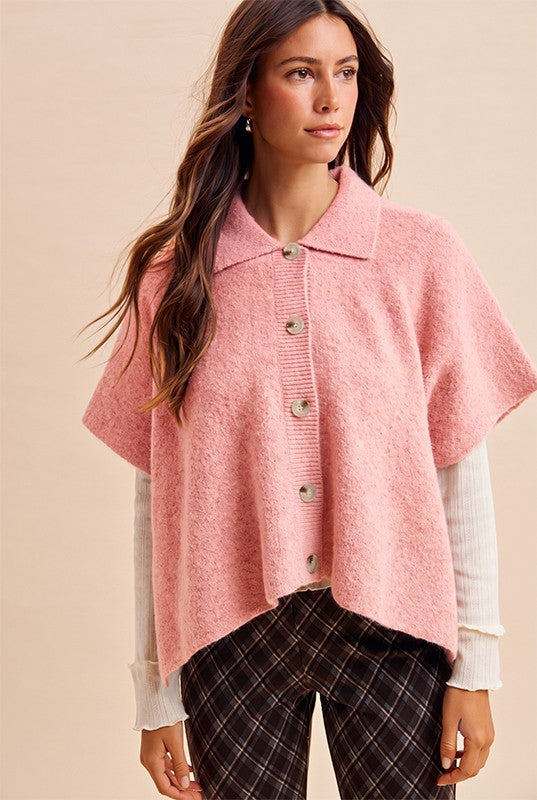 Side Slit Sweater Cape Cardigan