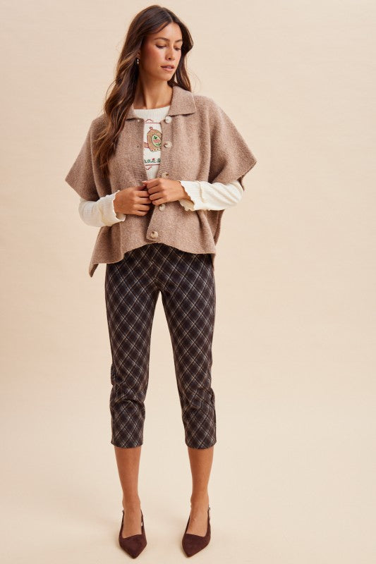 Side Slit Sweater Cape Cardigan