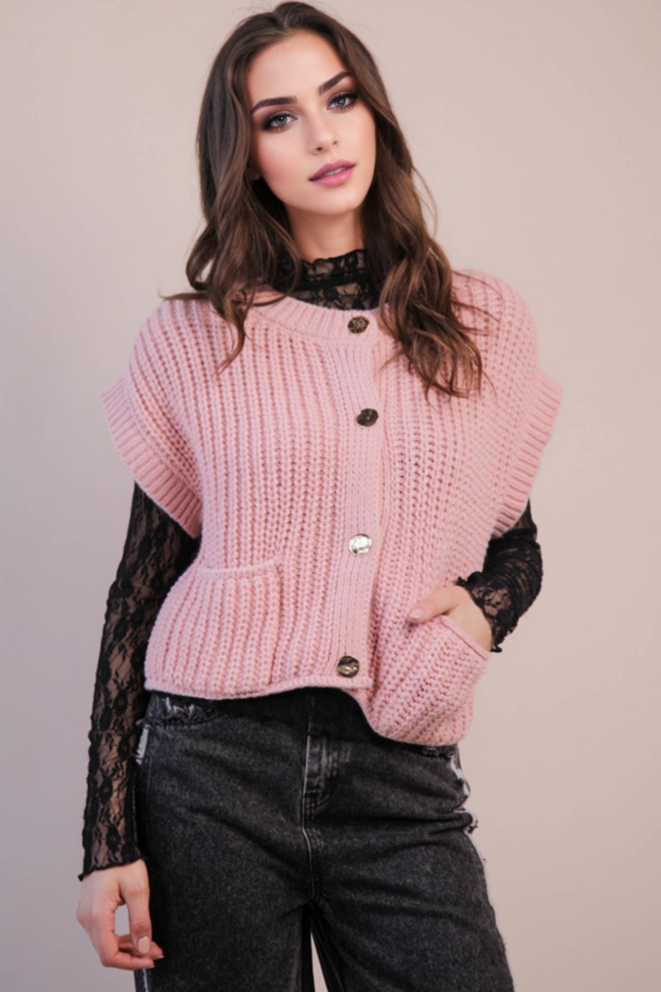 Oversized Button Down Knit Sweater Top