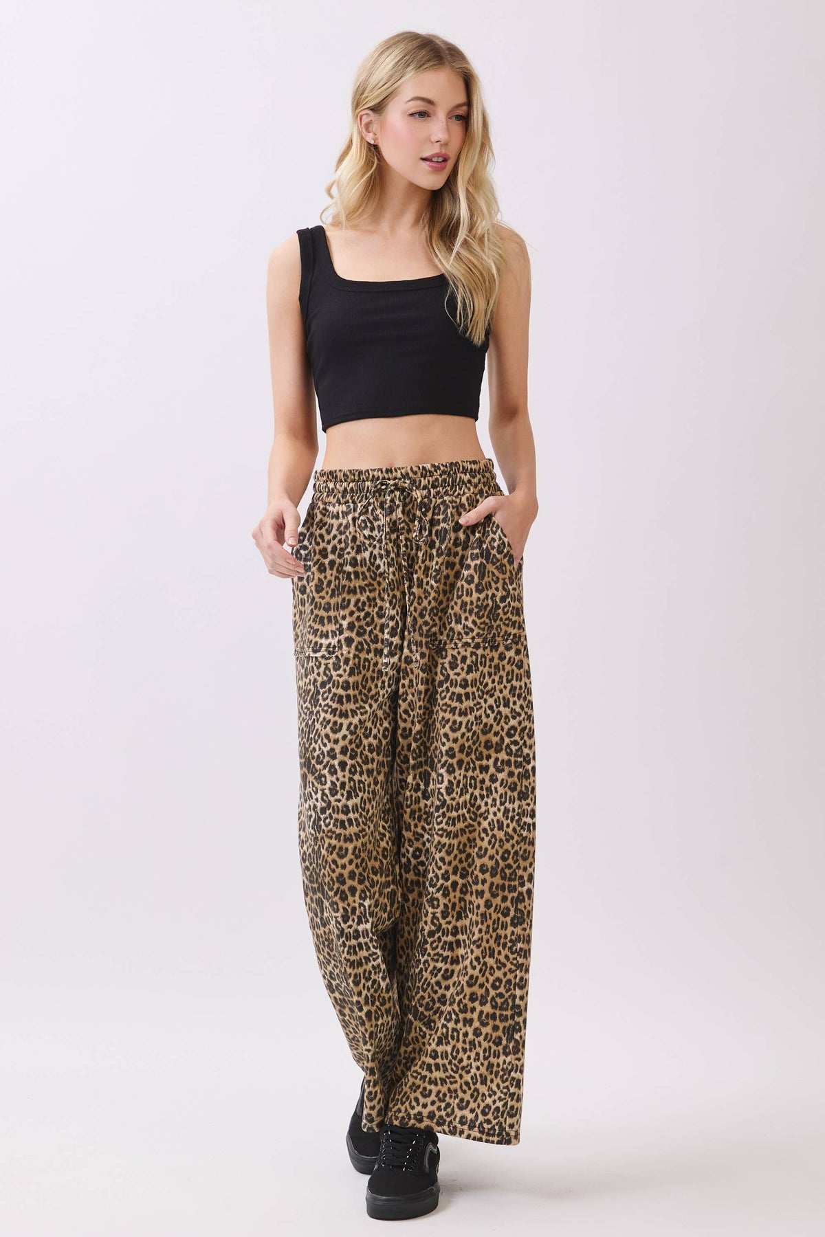 Leopard Wide Leg Terry Pants