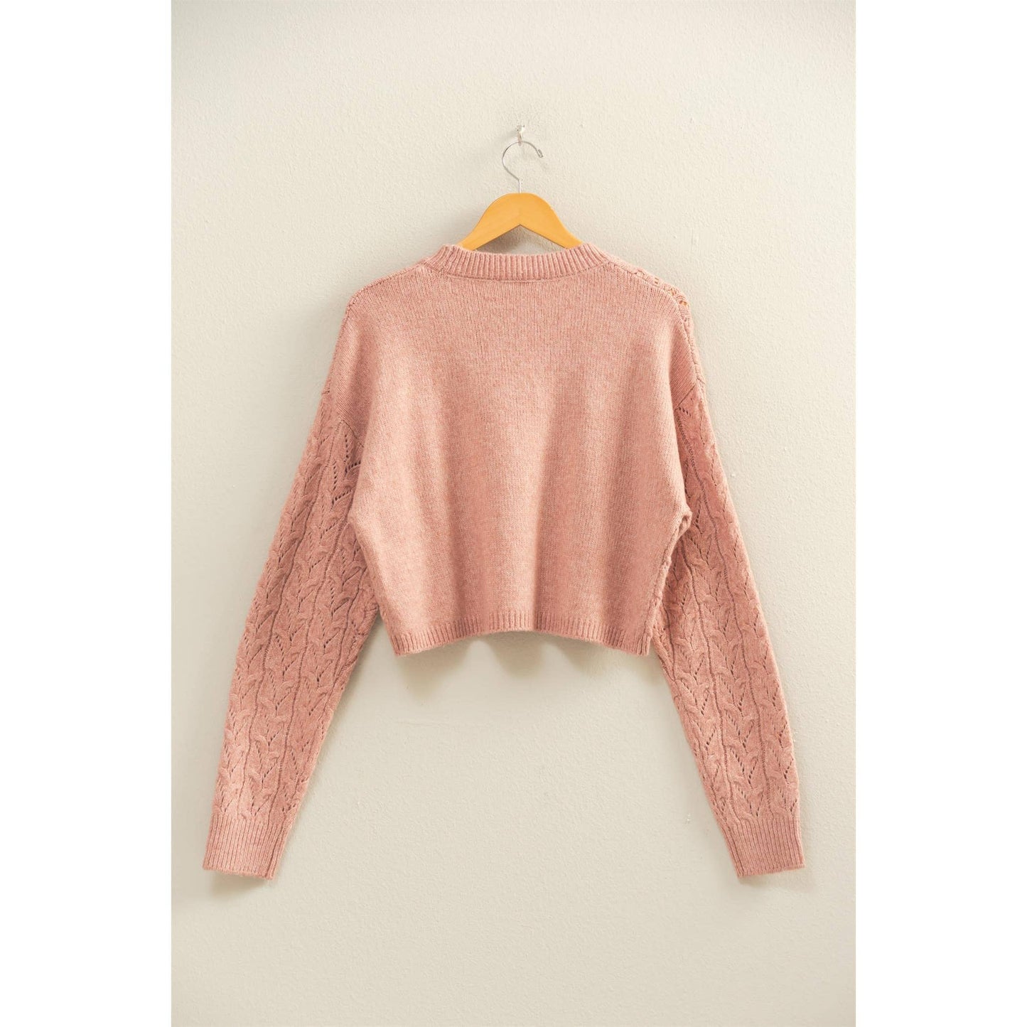 Cropped Cable Knit Sweater