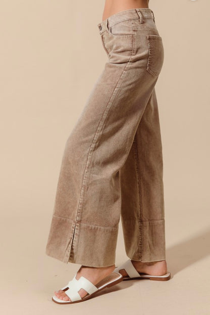 Wide leg Washed Corduroy Pants