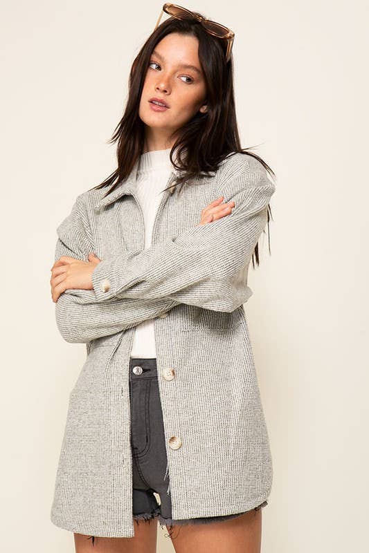 Forest Green Brushed Corded Shacket