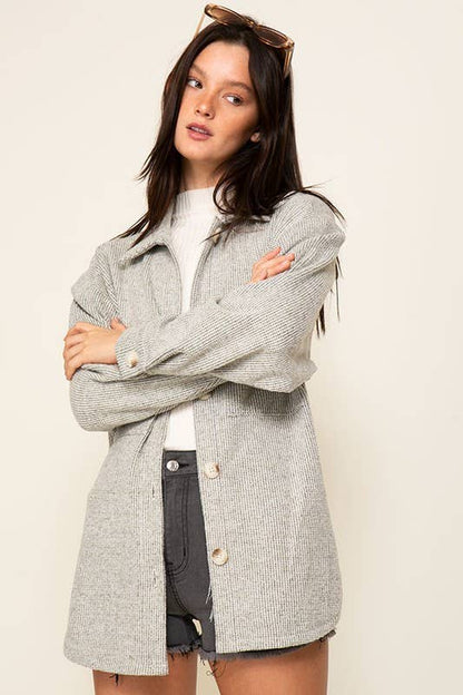 Forest Green Brushed Corded Shacket