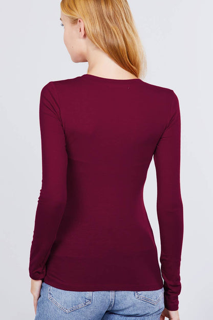 Long Sleeve Crew Neck Cotton Spandex Jersey Top