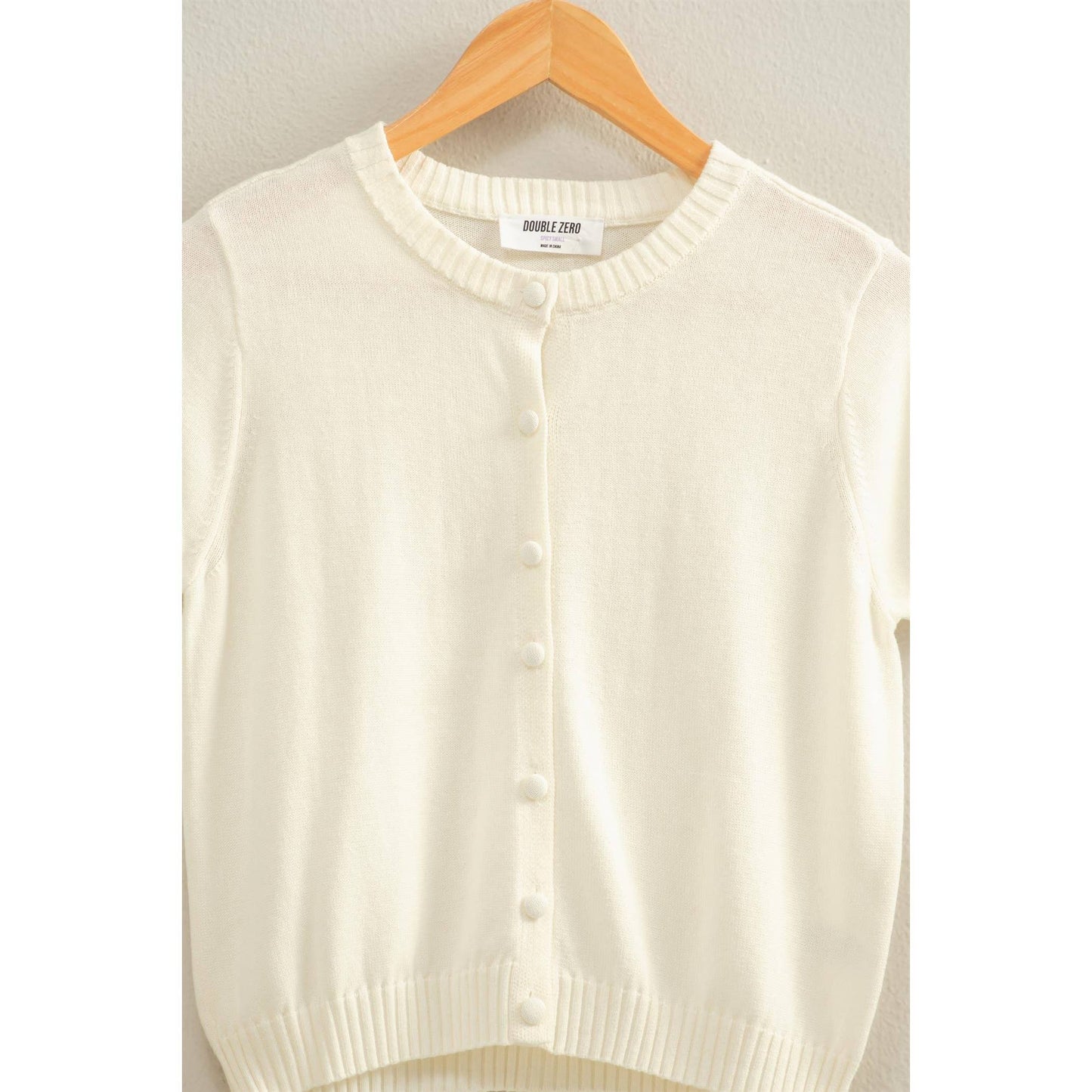 Crew Neck Short Sleeve  Buttoned Cardigan