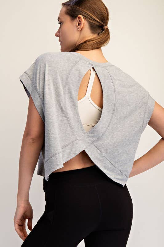 Short Sleeve Open Back Top
