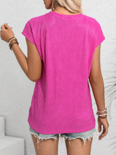 Load image into Gallery viewer, Round Neck Cap Sleeve Blouse
