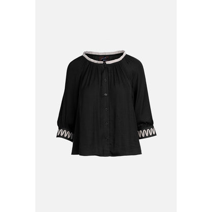 Abstract Applique Popover Blouse