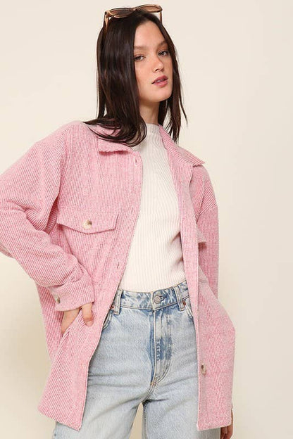 Forest Green Brushed Corded Shacket