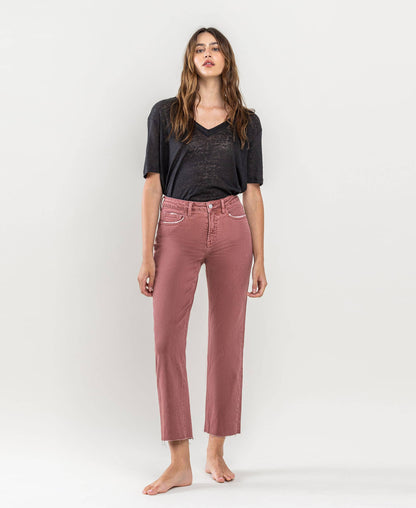 Tummy Control High Rise Crop Straight Jeans