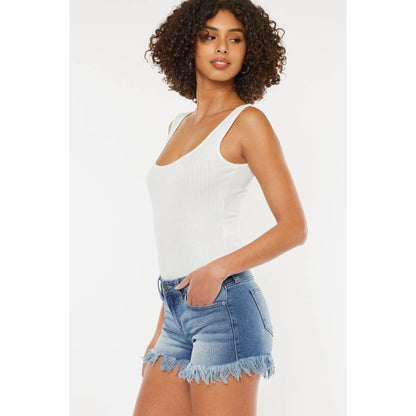 Kan Can Mid Rise Fray Hem Shorts