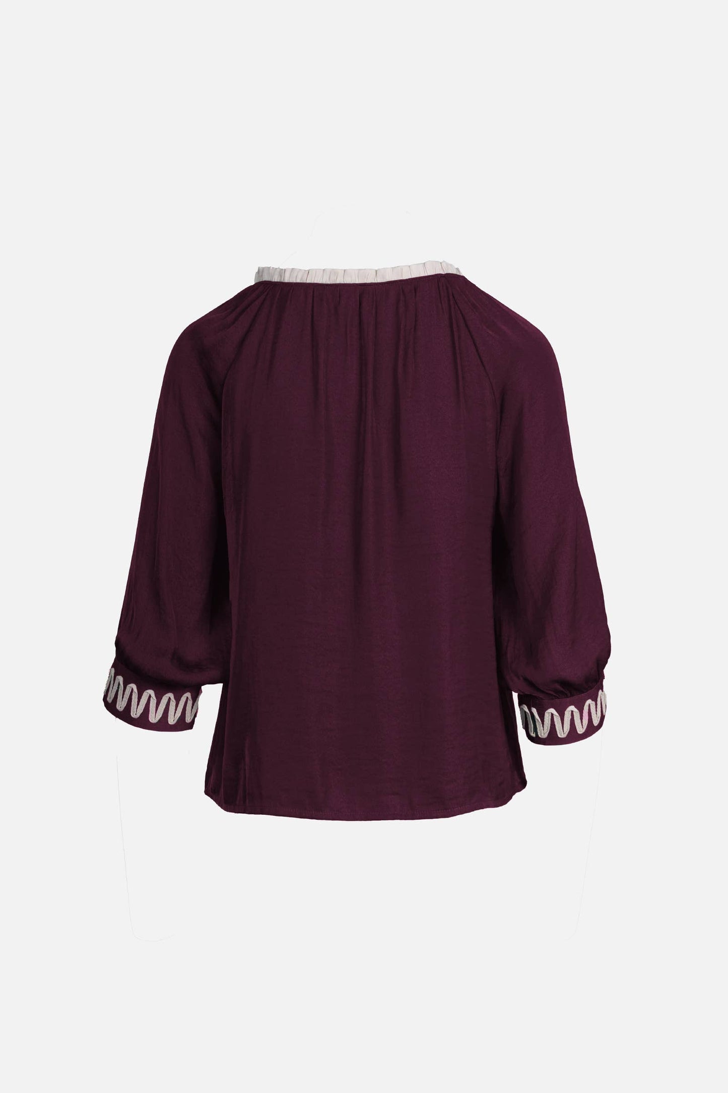 Abstract Applique Popover Blouse