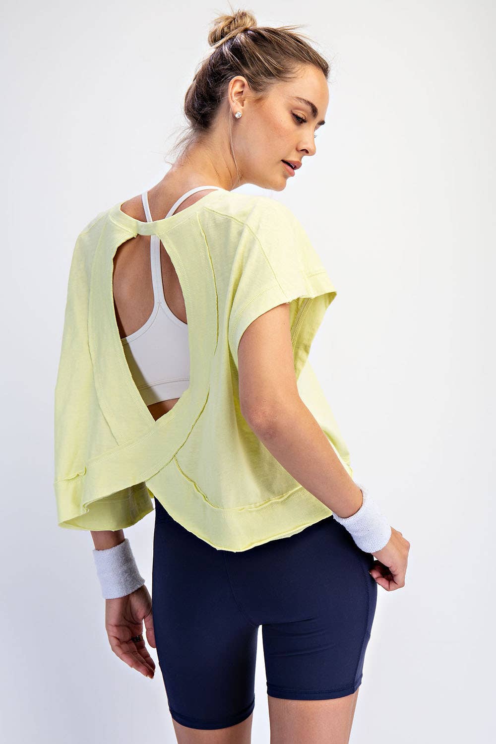 Clover Green Cotton Slub Open Back Top