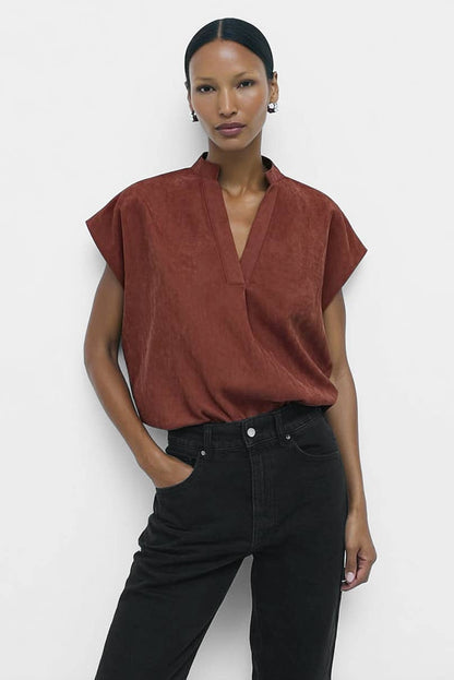 Soft Matte Drop Shoulder Blouse