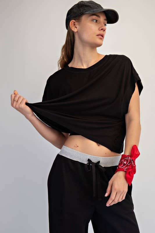 Short Sleeve Open Back Top