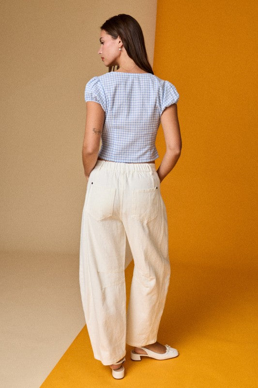 Bekka Gingham Button Front Top