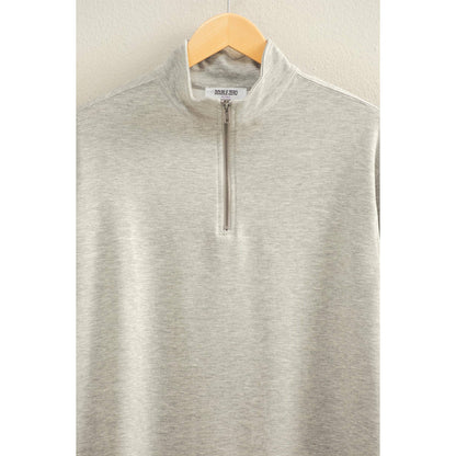 Double Knit Half Zip Up Long Sleeve Mini Dress