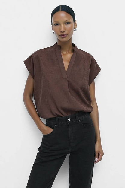 Soft Matte Drop Shoulder Blouse