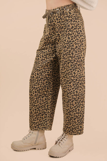Leopard Printed Barrel Pants