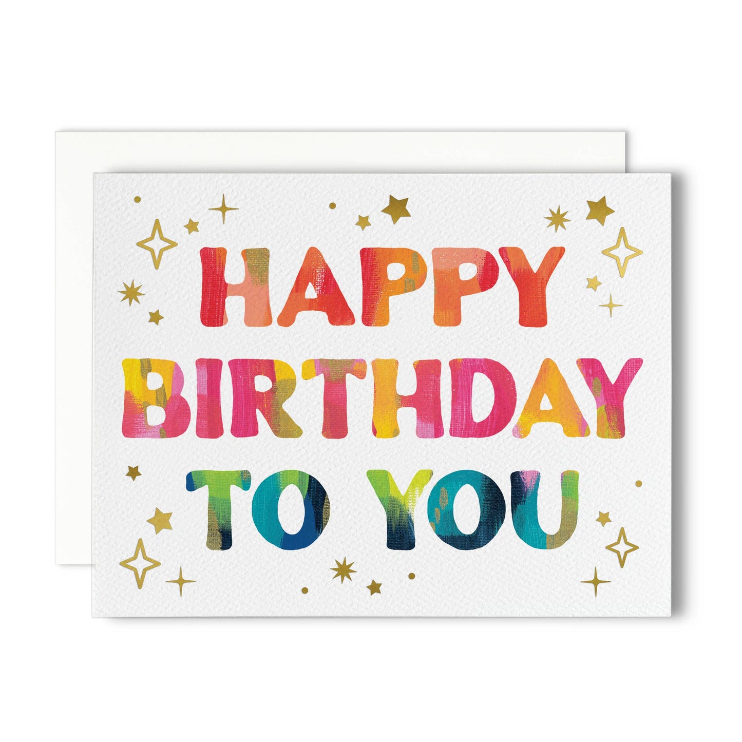 Starry Colorful Birthday Greeting Card with Gold Foil