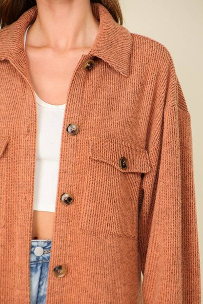 Forest Green Brushed Corded Shacket