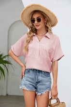 Load image into Gallery viewer, Half Button Johnny Collar Blouse