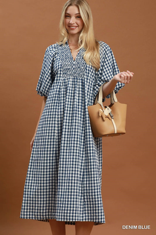 The Savanna Gingham Midi Dress