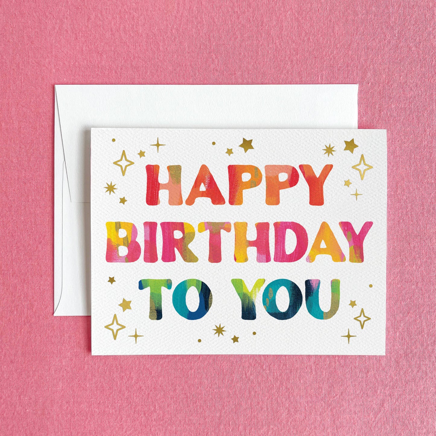 Starry Colorful Birthday Greeting Card with Gold Foil