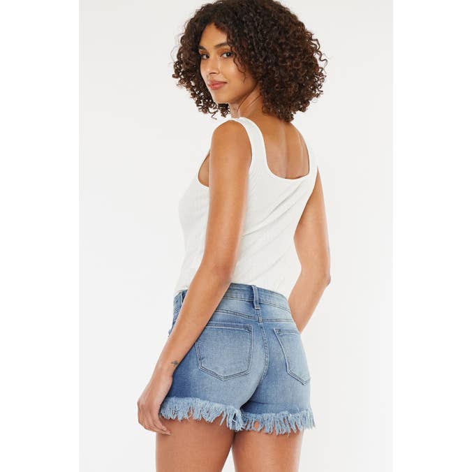 Kan Can Mid Rise Fray Hem Shorts